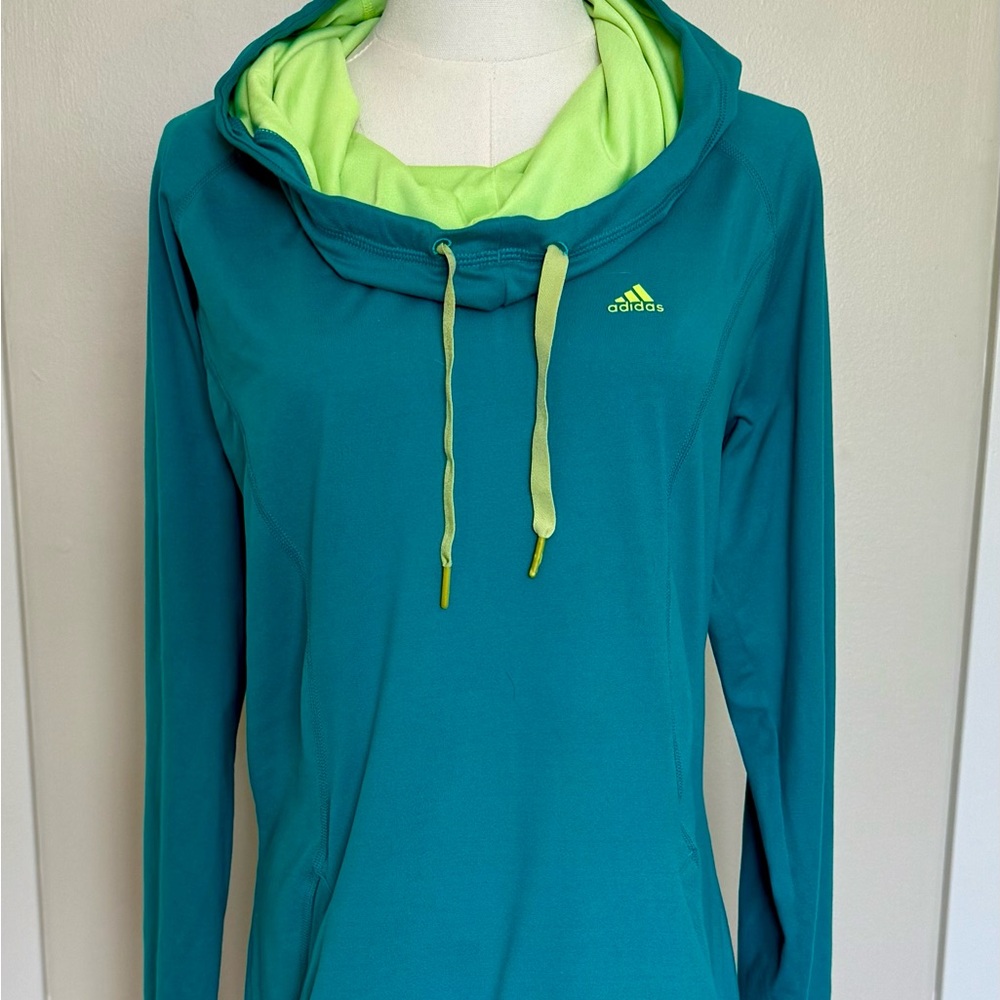 Adidas Climalite Teal Pullover Hoodie | Thumb Holes | Size M